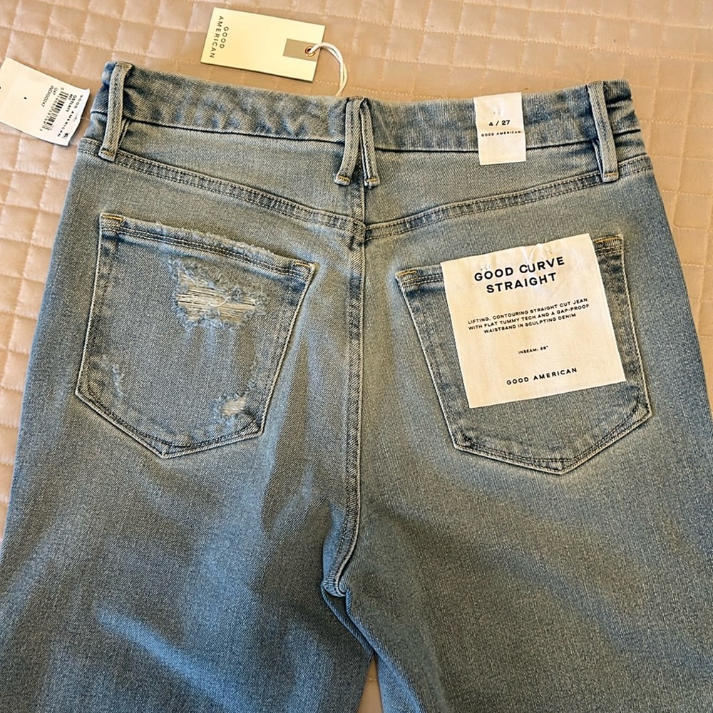 NWT Good American distressed straight jeans size 4